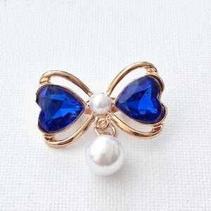 Blue Bow Brooch
